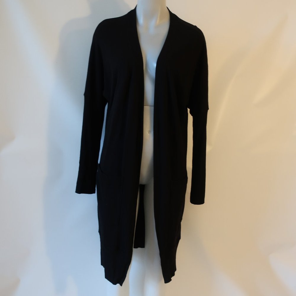 Womens LA Made Black Open Long Cardigan Duster M/L *